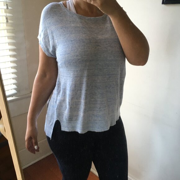 Patagonia Lightweight Sleeveless Linen Light Blue Knit Loose Fitting Top X-Small - Picture 5 of 9